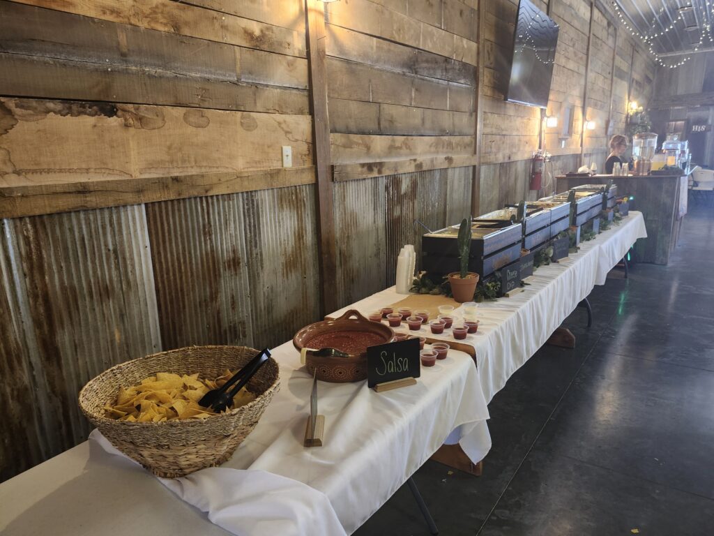 Mis Arcos of Carthage catering spread at Country Charm Venue
