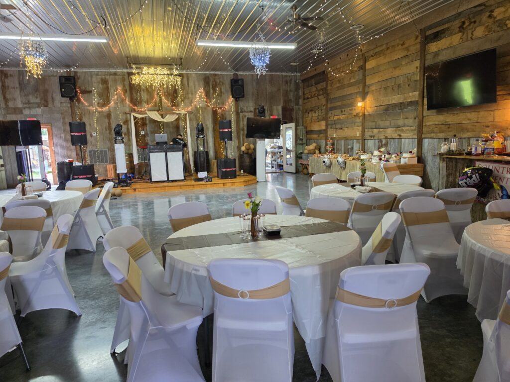 Reception with DJ setup at Country Charm in Neosho