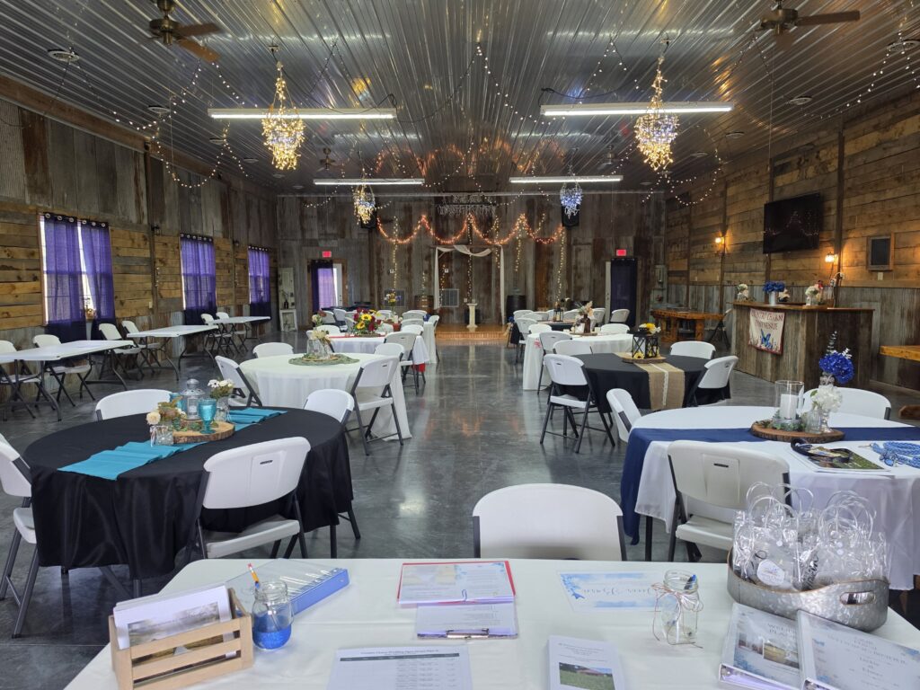 Reception hall at Country Charm Missouri wedding venue